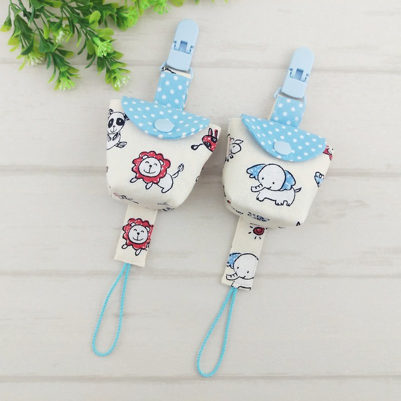 Crayon animals - 3 optional. Pacifier storage bag + pacifier chain set (can increase 40 embroidered name) - ขวดนม/จุกนม - ผ้าฝ้าย/ผ้าลินิน สีน้ำเงิน