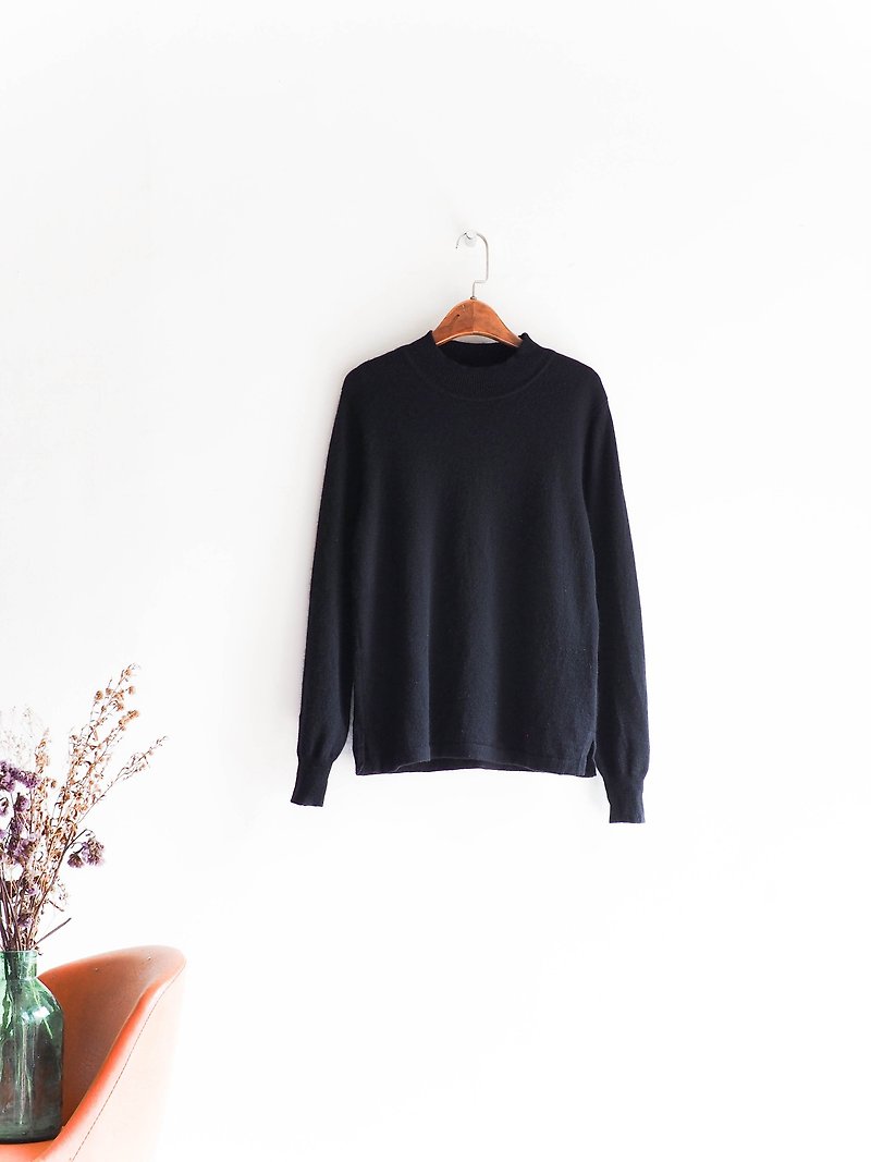 River water mountain - Osaka pure quiet dark youth poem antique Kashmir cashmere sweater old sweater cashmere vintage oversize - Women's Sweaters - Wool Black