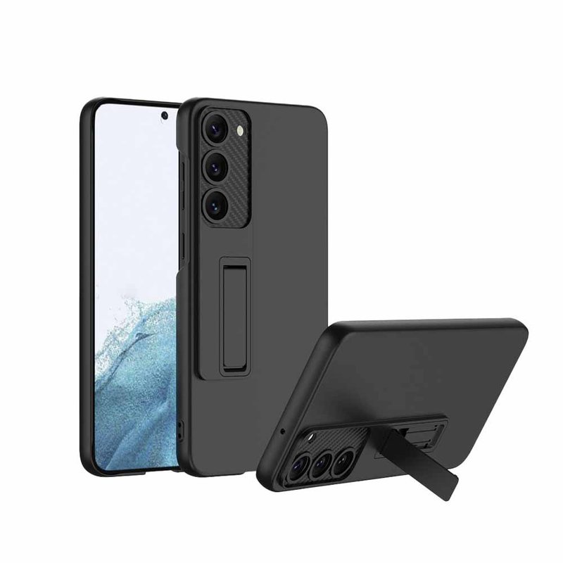 CASE SHOP Samsung S23+ 支架站立保護殼-黑 - 手機殼/手機套 - 人造皮革 黑色