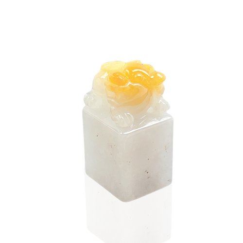 瓔珞珠寶盒 E.L.Jewelry Box 【招財神獸】冰種飄黃翡翠貔貅玉印章 | 天然緬甸玉翡翠A貨 |送禮