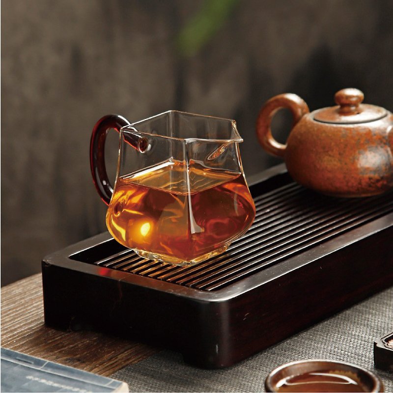 Glass handle | Exquisite glass | Handmade square cup | 330cc - Teapots & Teacups - Glass Transparent