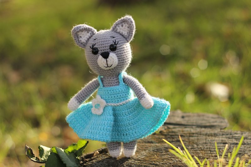 Crochet kitty, Crochet kitty Stuffed, toy knitted kitty, Cute plush animals - Kids' Toys - Wool 