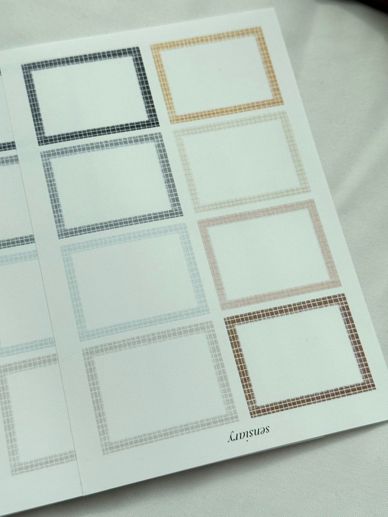 sensiary Tone-down color check line label paper 5sheet - 卡片/明信片 - 紙 