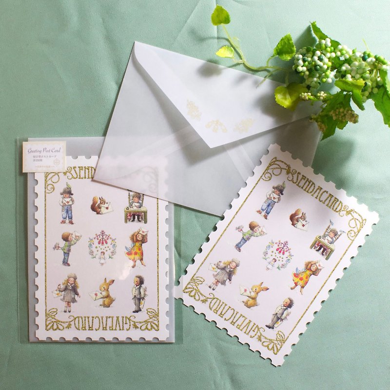 Stamp-style greeting postcards ~For friends around the world~ - Cards & Postcards - Paper 