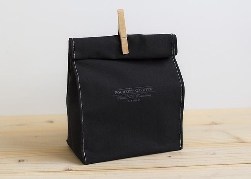 Black Lunch Bag Natural cotton canvas, Clutch bag Reusable Eco bag Snack bag, Organizer Bag insert - Toiletry Bags & Pouches - Other Materials Black
