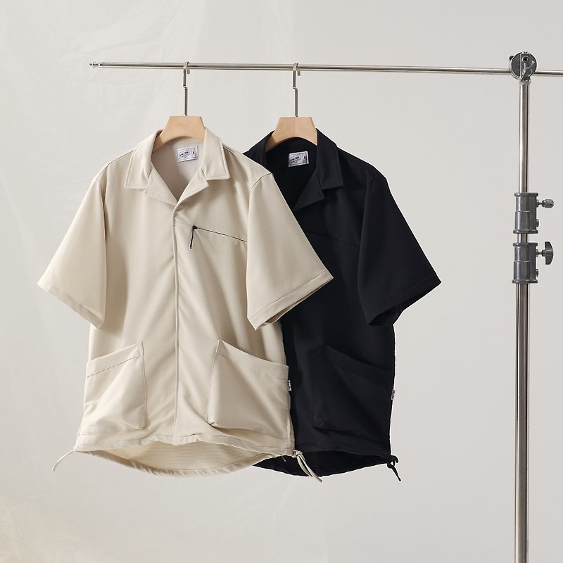 台灣製特殊布料短袖襯衫/中性 /簡約/機能/情侶/禮物/防潑水 - T 恤 - 防水材質 白色