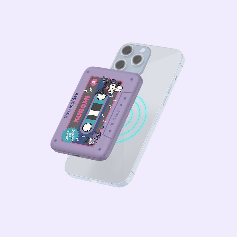 Kuromi x thecoopidea 5000mAh retro cassette style magnetic power bank - Chargers & Cables - Other Materials Purple