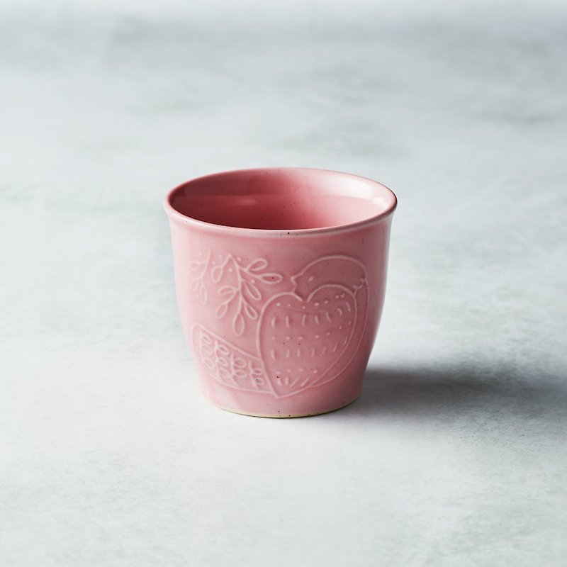 石丸波佐見烧 - 森の歌陶器杯 - チェリーパウダー - グラス・コップ - 陶器 ピンク