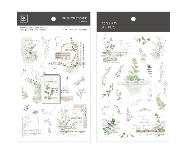 botanical green  Rub-On Transfer Stickers