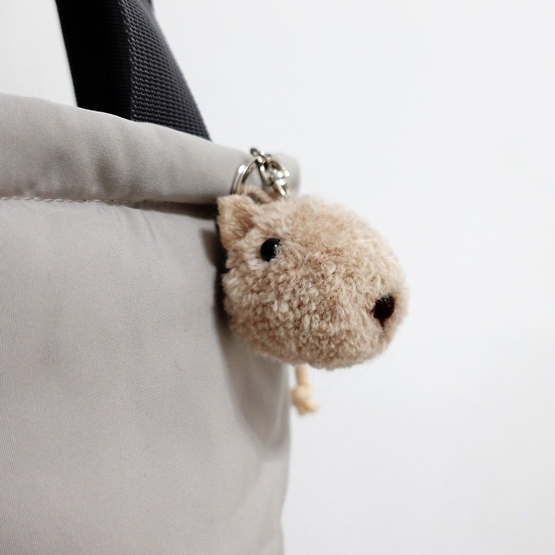 Cute Healing Series - Capybara Yarn Ball Customized Key Ring Charm - Keychains - Wool Khaki