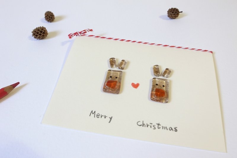 Highlight also | glass elk Christmas card - การ์ด/โปสการ์ด - กระดาษ สีนำ้ตาล