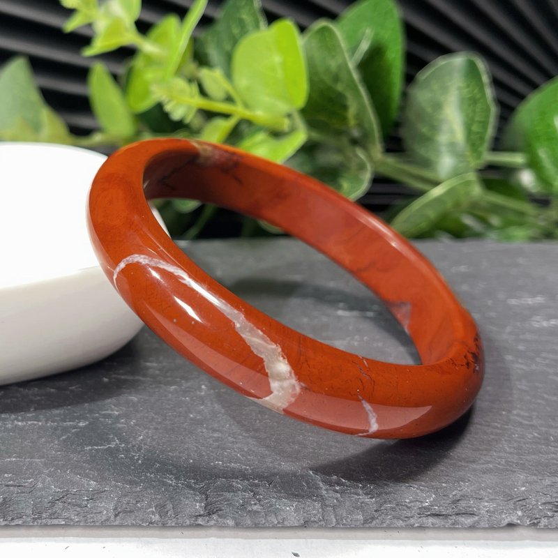 南非紅碧玉手鐲59+MM 冰潤爆晶飄花景鐲紅色玉髓手環 鴻運當頭 - 手鍊/手環 - 半寶石 紅色