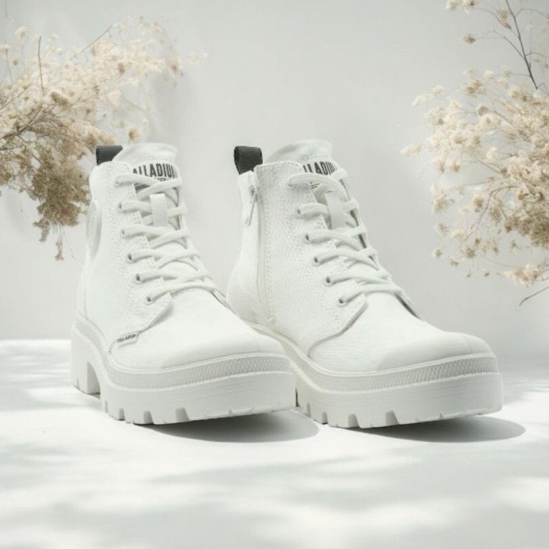 [Anniversary] PALLADIUM PALLABASE TWILL classic zipper canvas leg boots 96907 - รองเท้าบูทสั้นผู้หญิง - วัสดุอื่นๆ หลากหลายสี