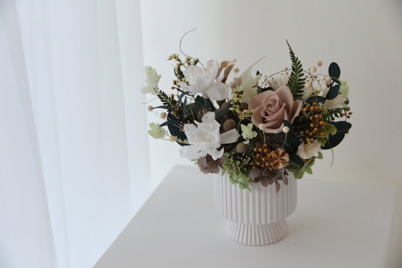 【永生花禮】永生花盆栽 開幕賀禮 乾燥花 乾燥花桌花 永生玫瑰 - 乾燥花/永生花 - 瓷 綠色