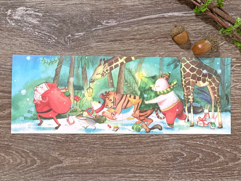 聖誕明信片 | 綠色聖誕來去送禮物 - 卡片/明信片 - 紙 
