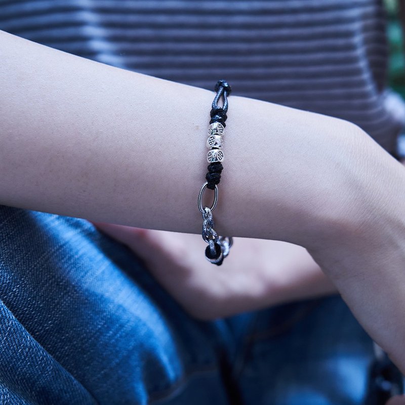 Cube rope chain bracelet - 手鍊/手環 - 繡線 銀色