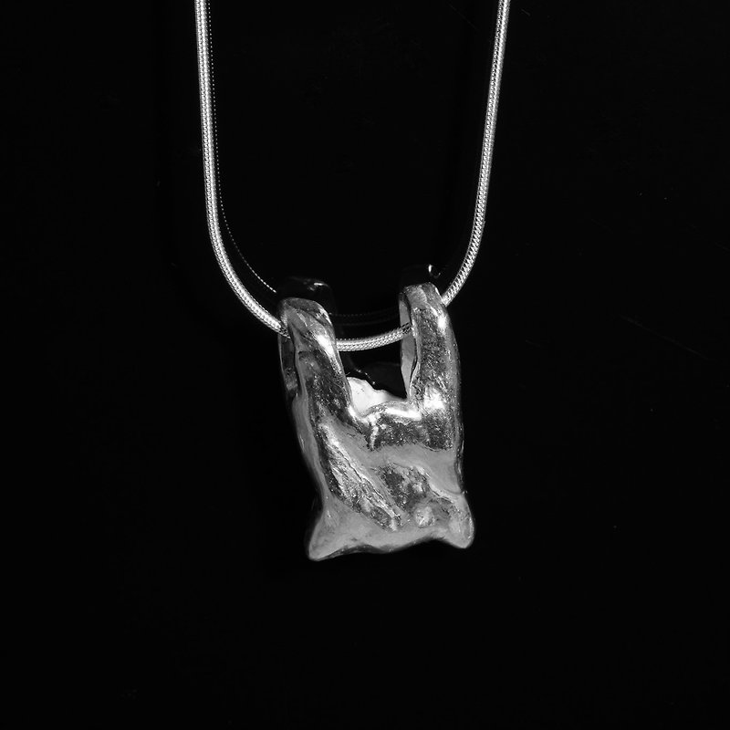 Shopping bag silver 99.9 pendant - Necklaces - Silver Silver