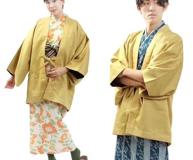 旅館羽織男女兼用日本製和服羽織外套罩衫芥末黄単品- 設計館 