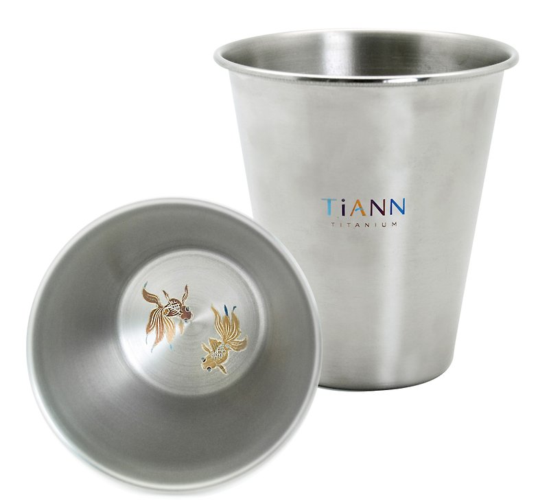 pure titanium single layer cup ( goldfish) - แก้ว - โลหะ สีเงิน