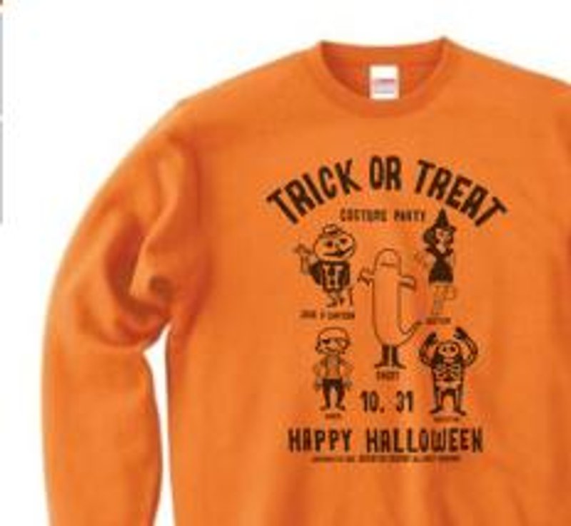 TRICK OR TREAT　トレーナー【受注生産品】 - シャツ メンズ - コットン・麻 オレンジ