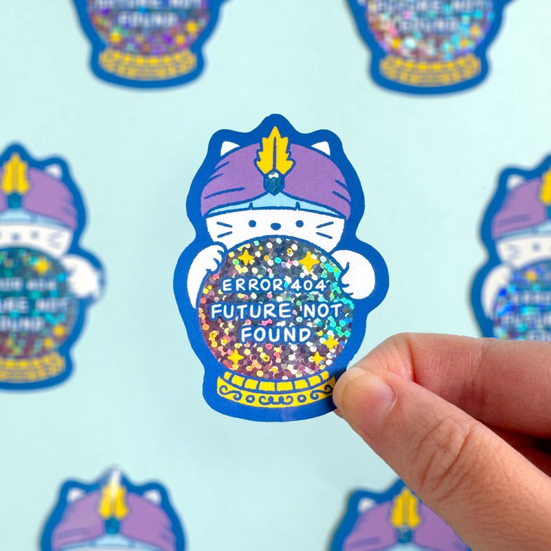 Glitter Sticker - Error 404 Future Not Found - 貼紙 - 防水材質 