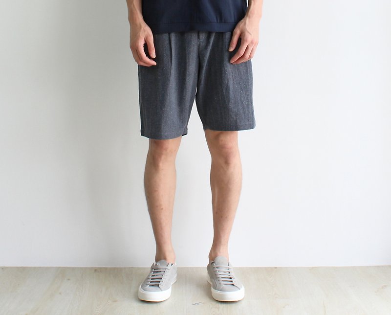 Melange Grey Linen Shorts - กางเกงขายาว - กระดาษ สีเทา
