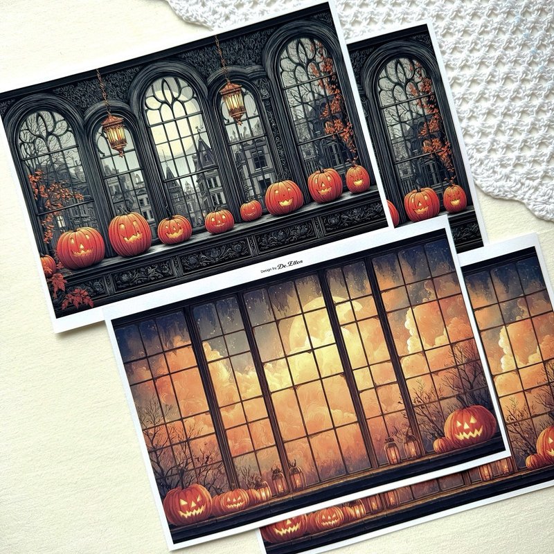 Z547 - Gothic Halloween of background - 貼紙 - 紙 