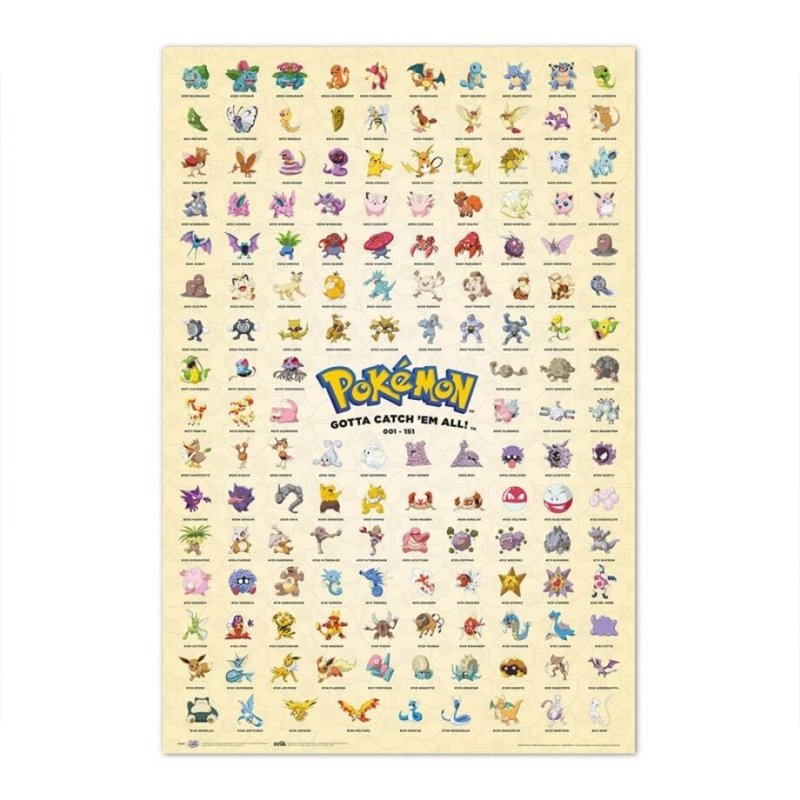 【寶可夢】151關都地區寶可夢圖鑑海報/POKEMON 001-151 - 海報/掛畫/掛布 - 紙 多色
