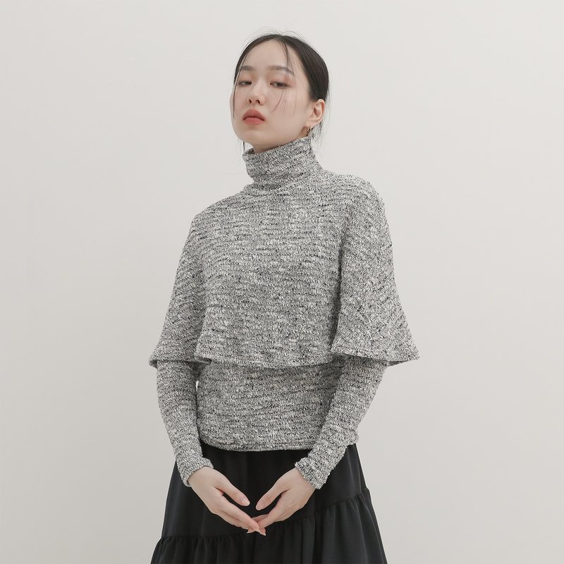 Sky_Skyline double-layer turtleneck top_CLT516_blue and white - สเวตเตอร์ผู้หญิง - ขนแกะ หลากหลายสี