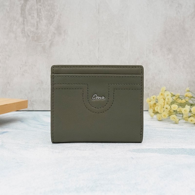 Minimalist half-fold cowhide short clip 4173 (deep olive) - Wallets - Genuine Leather 
