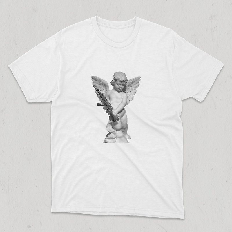 Devil Angel Combed Cotton Comfortable Short T - Men's T-Shirts & Tops - Cotton & Hemp White