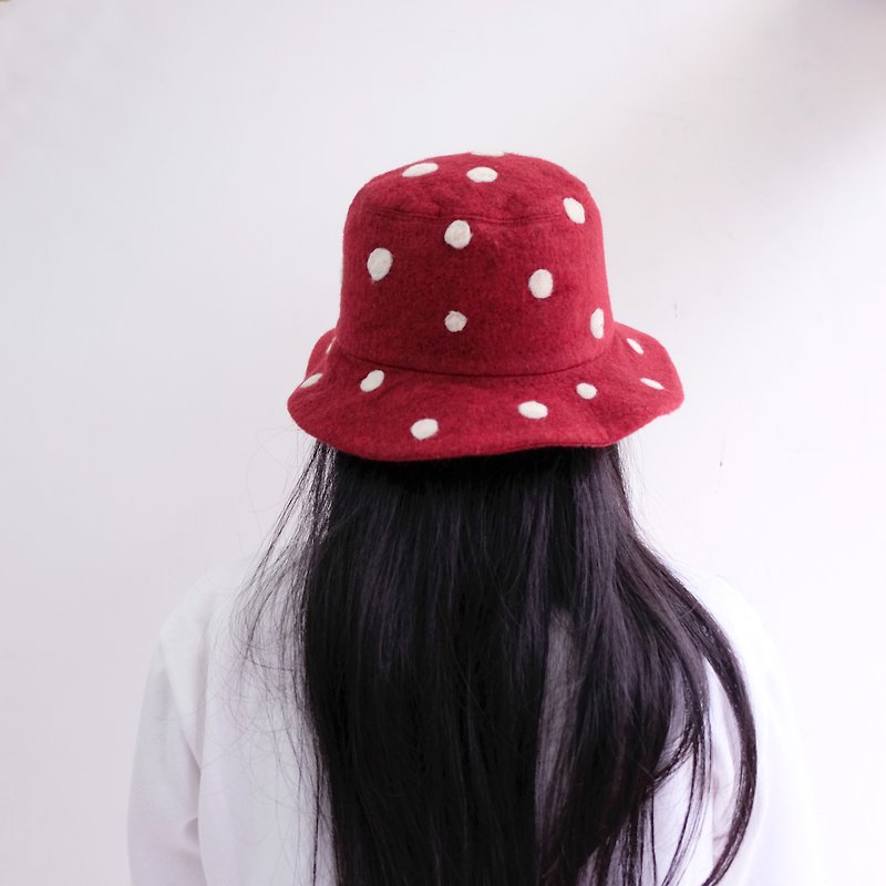 Brick red wool felt dot fisherman hat - Hats & Caps - Other Materials Red