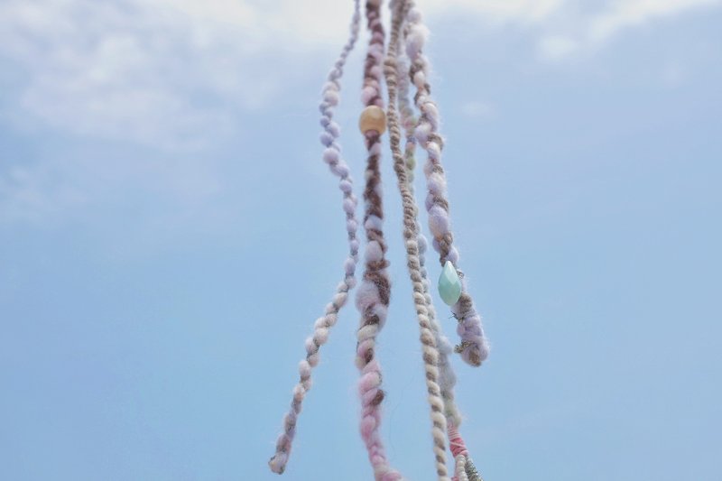 吉普塞髒辮 髮夾 Gypsy hair Clip (Pink M) - 髮夾/髮圈 - 羊毛 粉紅色