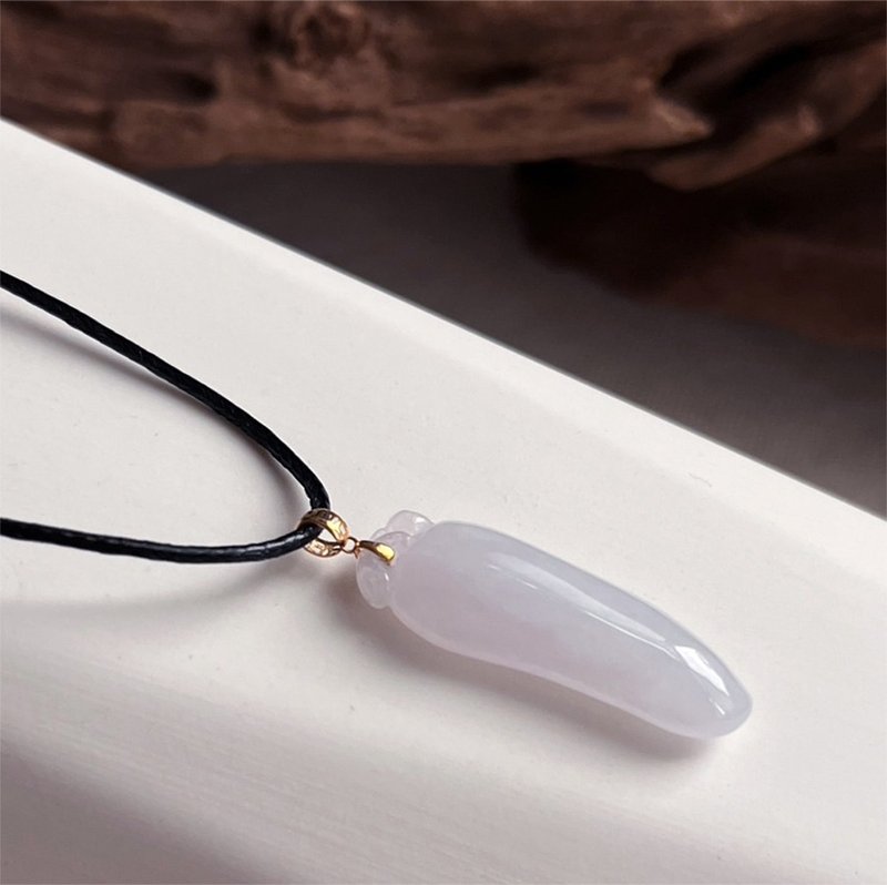 Ling Indigo[Light Pink Purple Jade] Oriental Meaning Chili Pepper Jade Pendant/Jadeite/Jewelry - สร้อยคอ - หยก สึชมพู