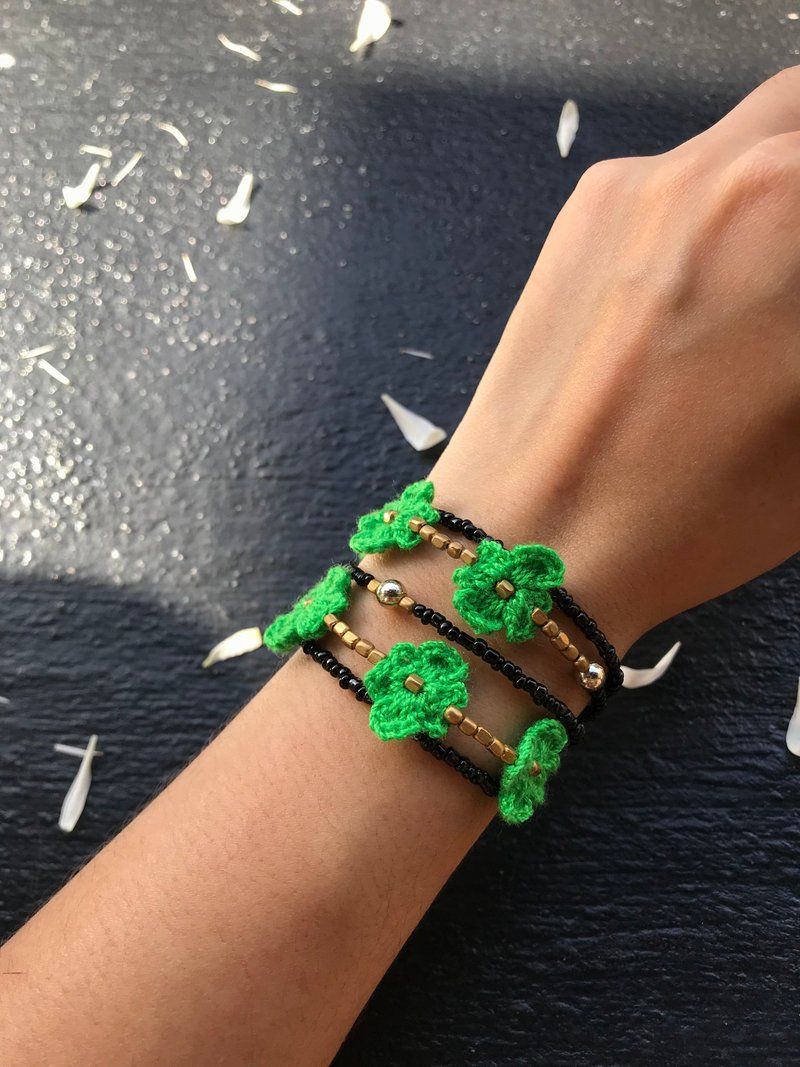 口罩鍊 littleflower crochet no.20 - 口罩/口罩收納套 - 貴金屬 綠色