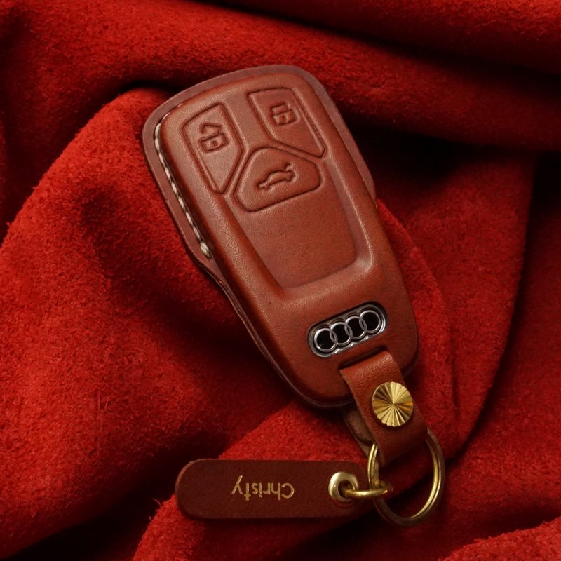 Leather Key-Fob-FIT-FOR-KEY-CASE-COVER-FITS Audi new keyless Q3 Q5 TT A8 Q7 - Keychains - Genuine Leather 