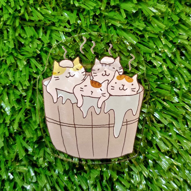 Acrylic magnet-bath cat (illustrator: Miss Cat) (longest side 5cm) - Magnets - Acrylic 