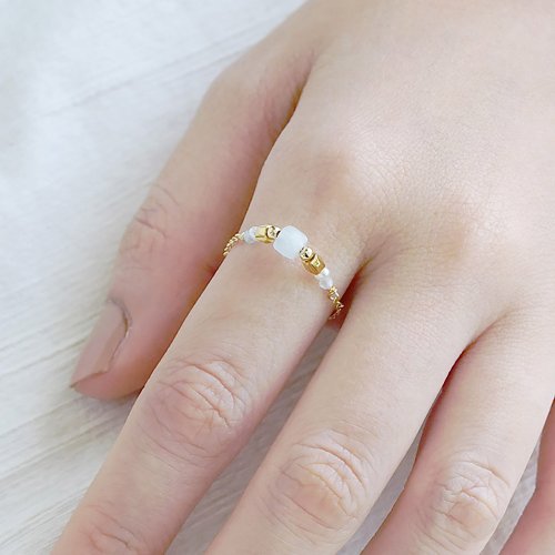 Ficelle 正能量 x 海藍寶 誕生石 飾品 18K金【天使的祈禱。加百列】 線戒