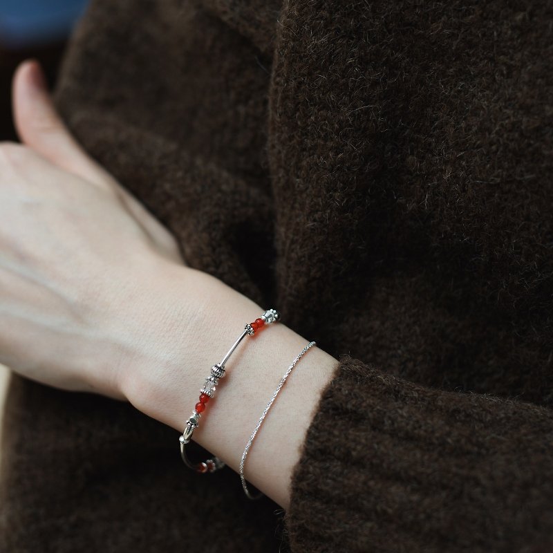 ZHU. handmade bracelet | stone of faith (sterling silver / sister / Austrian crystal / mother's day gift) - Bracelets - Sterling Silver 