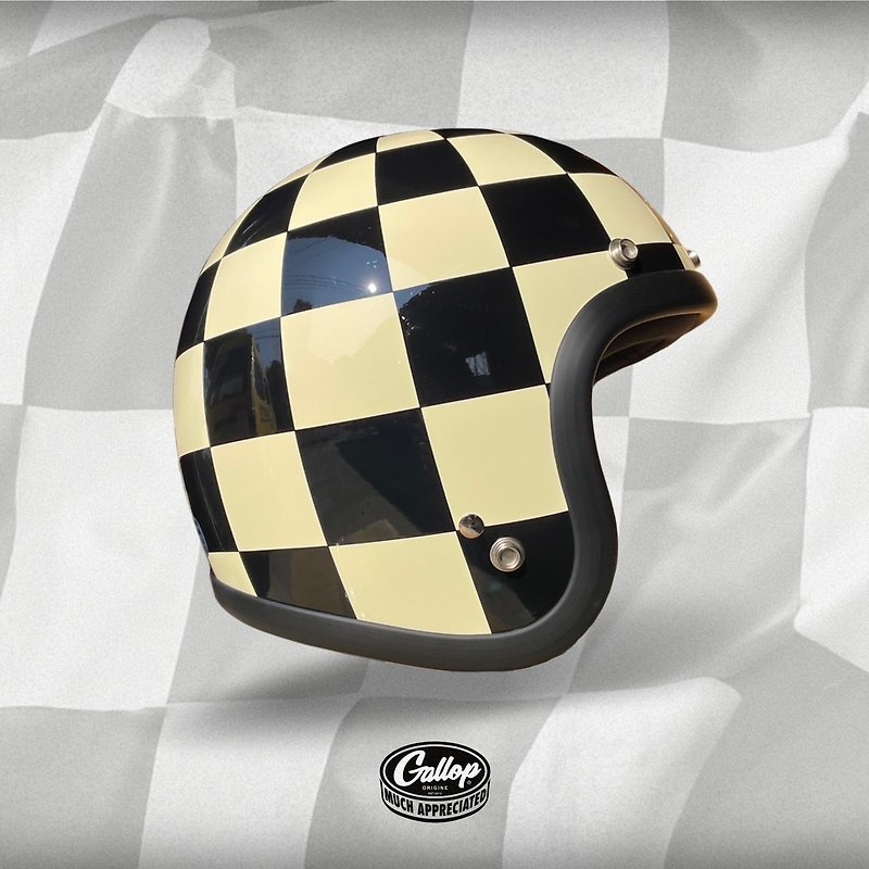 GALLOP Retro Grid 3/4 half-face helmet black/off-white - หมวกกันน็อก - วัสดุอื่นๆ 