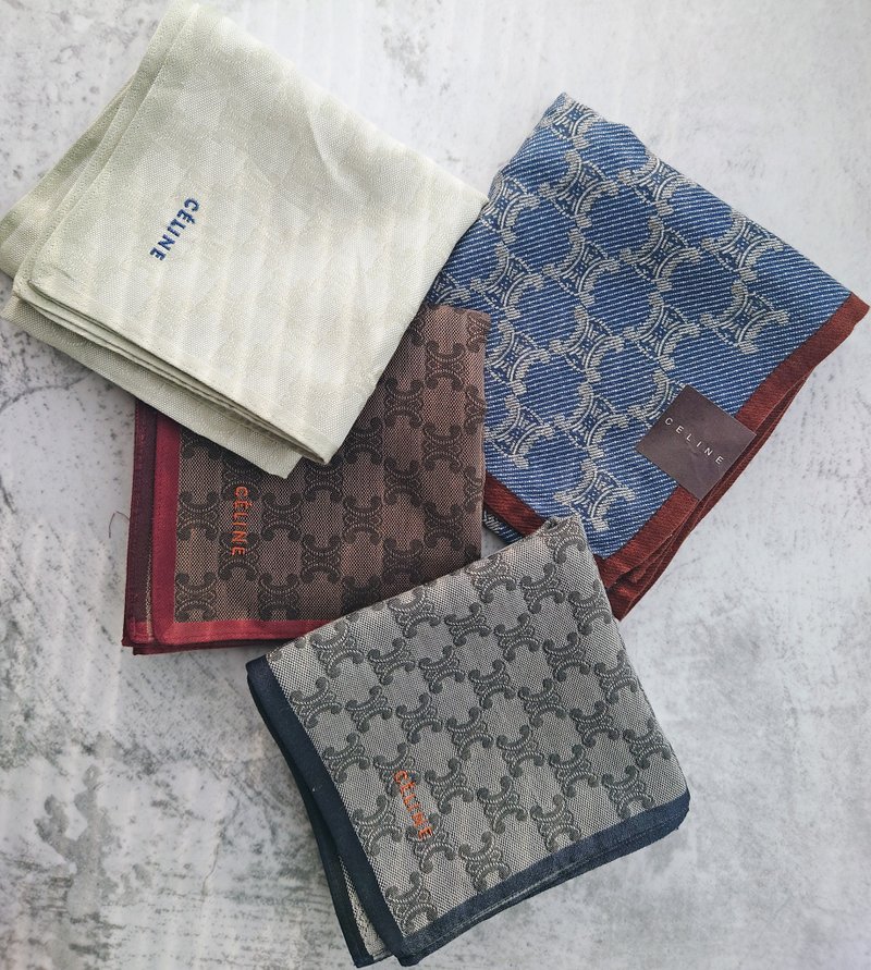 全新未使用 CELINE 稀有高質 老花 手巾方巾 手帕 綁包帶圍巾絲巾 - 其他 - 棉．麻 白色