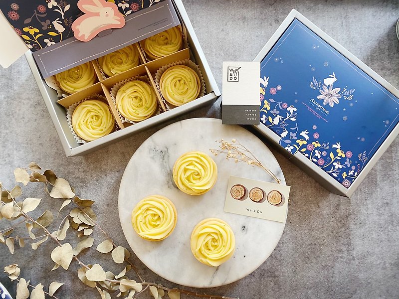 Mid-Autumn Gift Box Full Moon Complete Rose Lemon Tower 6 Packs Mid-Autumn Limited Gift Box - Cake & Desserts - Fresh Ingredients Yellow