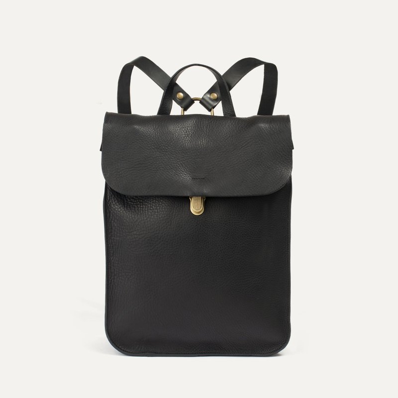 Bleu de Chauffe-Puncho leather backpack_black - กระเป๋าเป้สะพายหลัง - หนังแท้ 