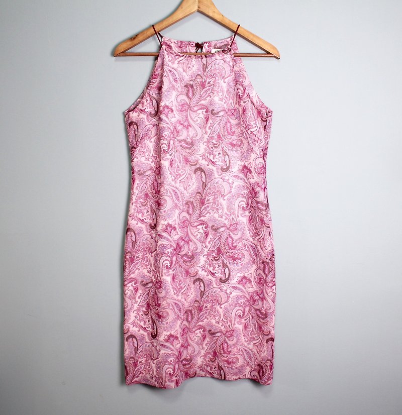 FOAK vintage amoeba pattern shaved shoulder dress - ชุดเดรส - วัสดุอื่นๆ 