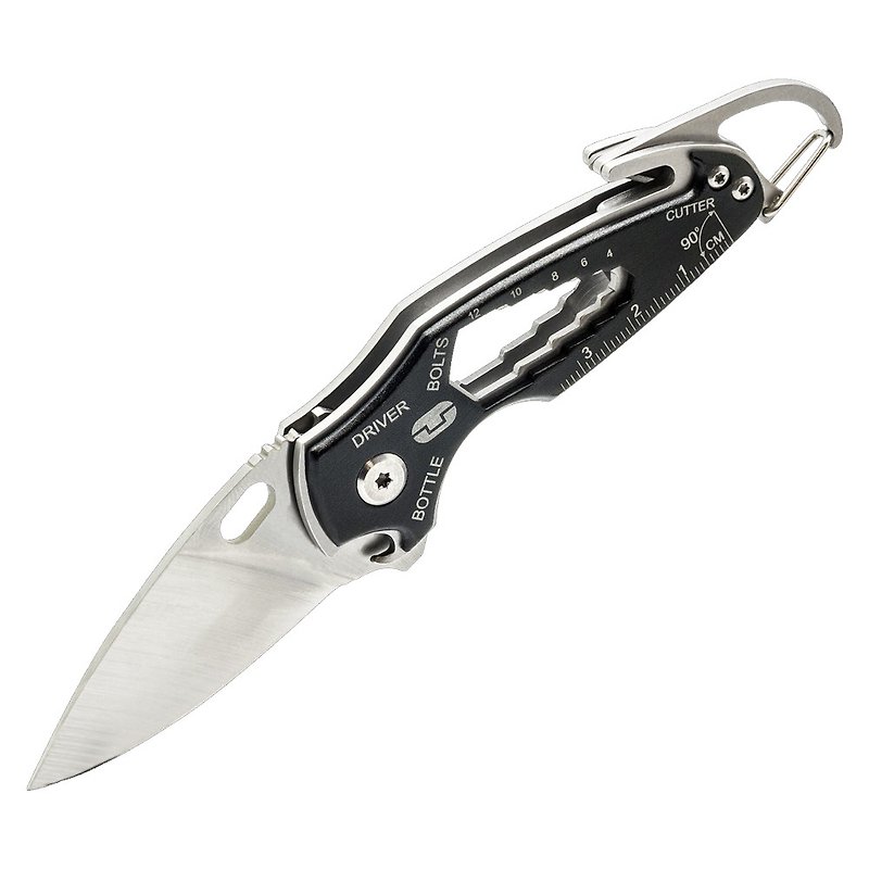 [True Utility] British multifunctional smart folding knife SmartKnife (elevator) - ที่ห้อยกุญแจ - สแตนเลส สีดำ