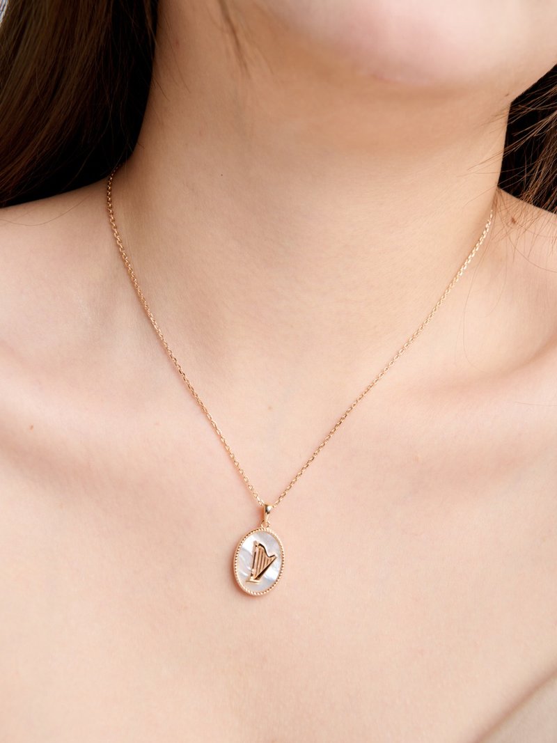 Vintage style harp shell necklace - สร้อยคอ - เงินแท้ 