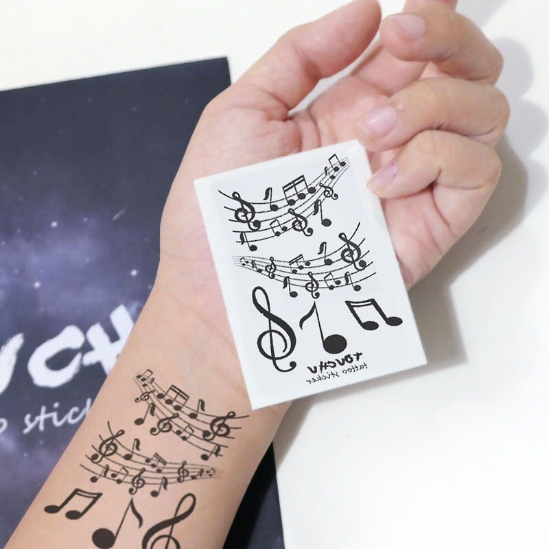 TU Tattoo Sticker - small note / Tattoo / waterproof Tattoo / original / Tattoo Sticker - Temporary Tattoos - Paper Black