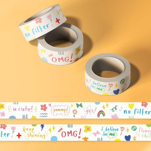 檸檬溫茶 Lemon Tea Handmade 手帳紙膠帶 今日是好日 彩虹心情便利貼 Masking Tape 送禮包裝