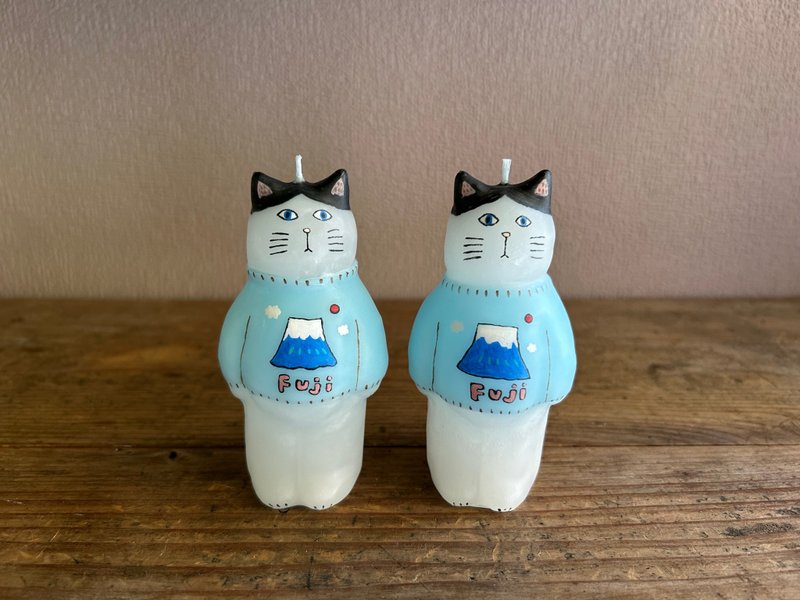 富士山セーターを着た猫 - 香氛蠟燭/燭台 - 蠟 藍色