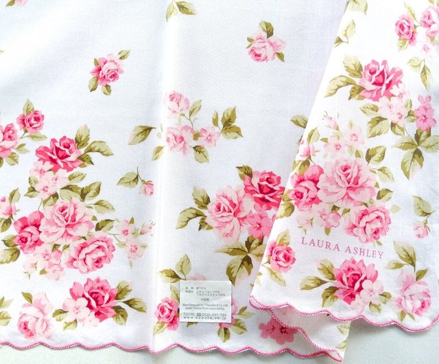 ローラーアシュレイビンテージ品 ローラ アシュレイ ヴィンテージ ハンカチ ピンク ローズ 23 x 23
